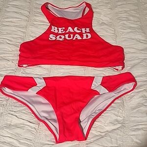 Red & white Victorias secret lifeguard bathing suit, bikini